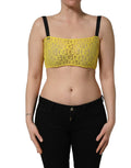 Dolce & Gabbana Yellow Black Leopard Faux Leather Bra Top