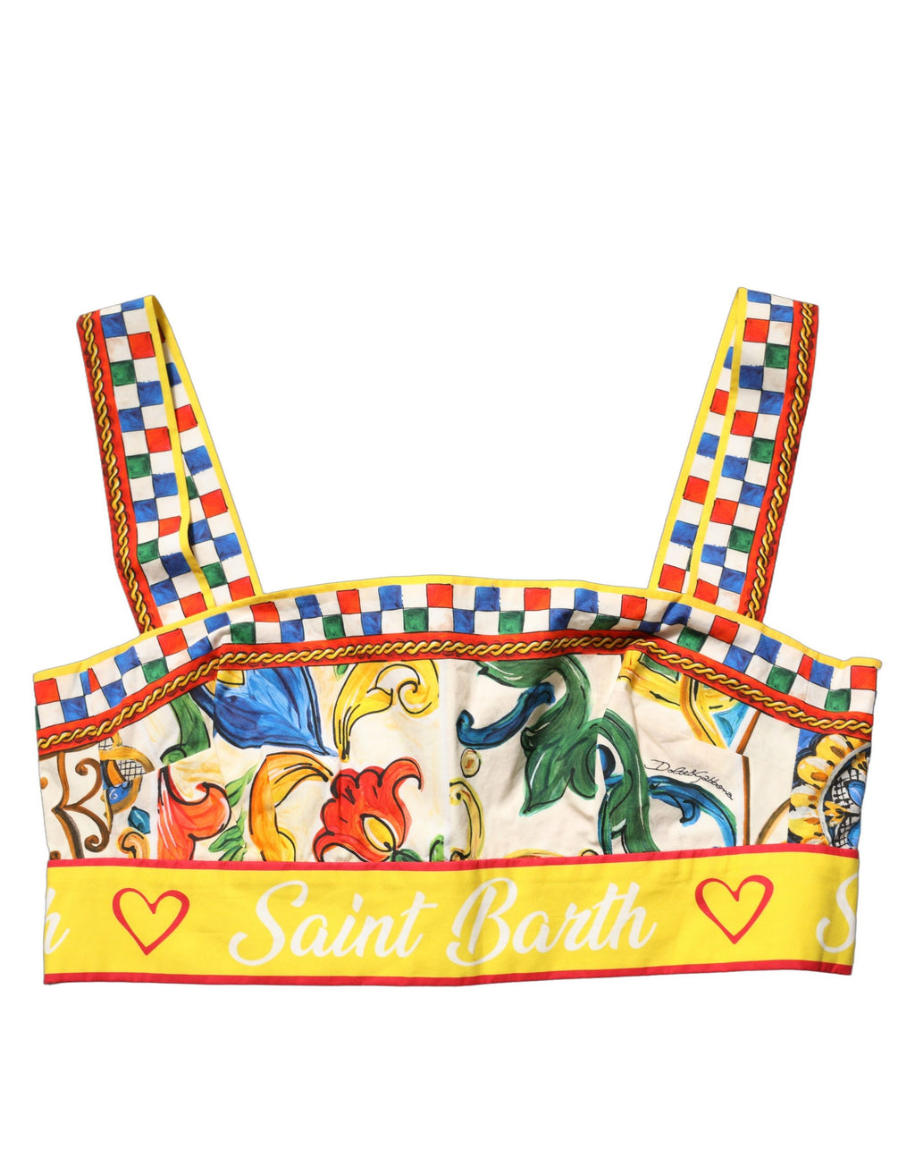 Dolce & Gabbana Multicolor Majolica Print Cotton Crop Top