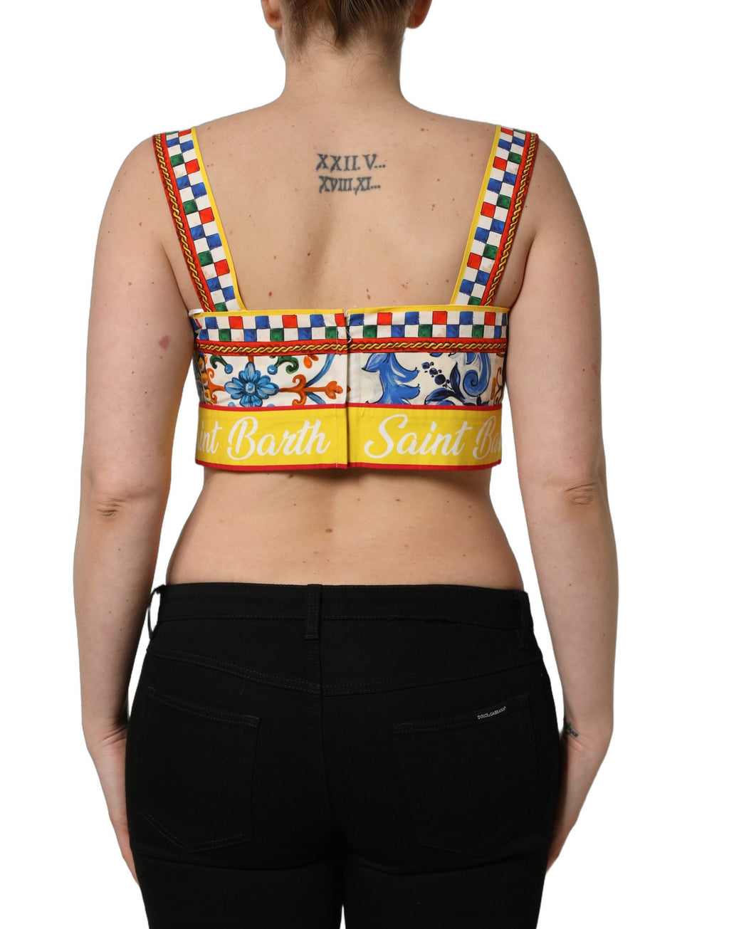 Dolce & Gabbana Multicolor Majolica Print Cotton Crop Top