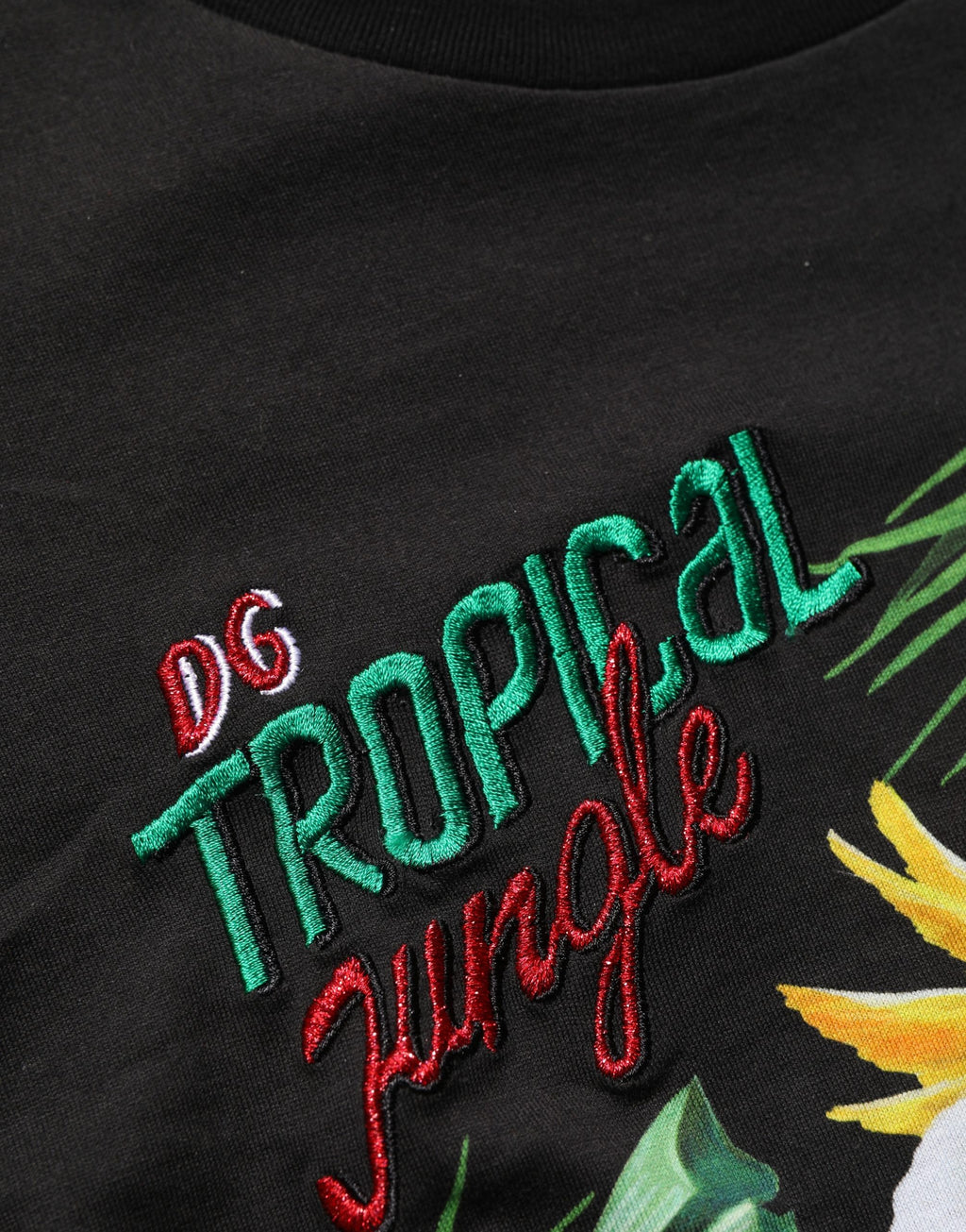 Dolce & Gabbana Black Tropical Jungle Round Neck T-shirt