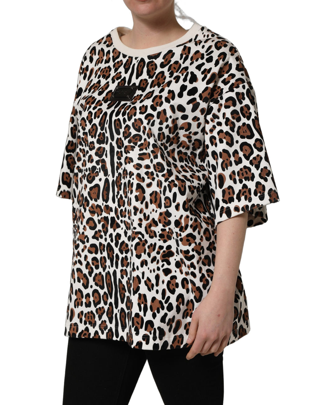 Dolce & Gabbana Multicolor Leopard Print Crew Neck T-shirt