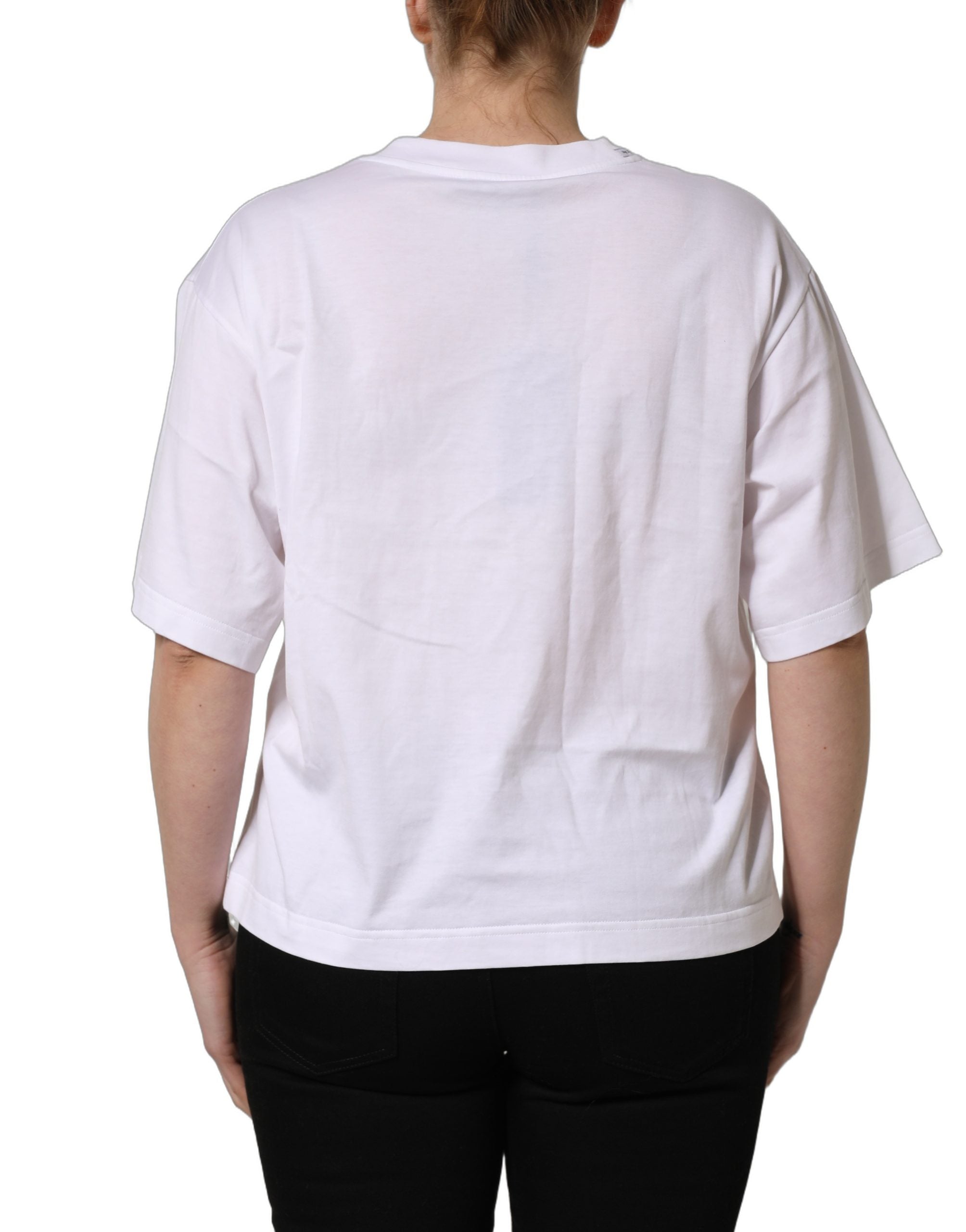 Dolce & Gabbana White Italia Flag Patch Round Neck T-shirt