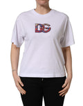 Dolce & Gabbana White Cotton DG Logo Patch Crew Neck T-shirt