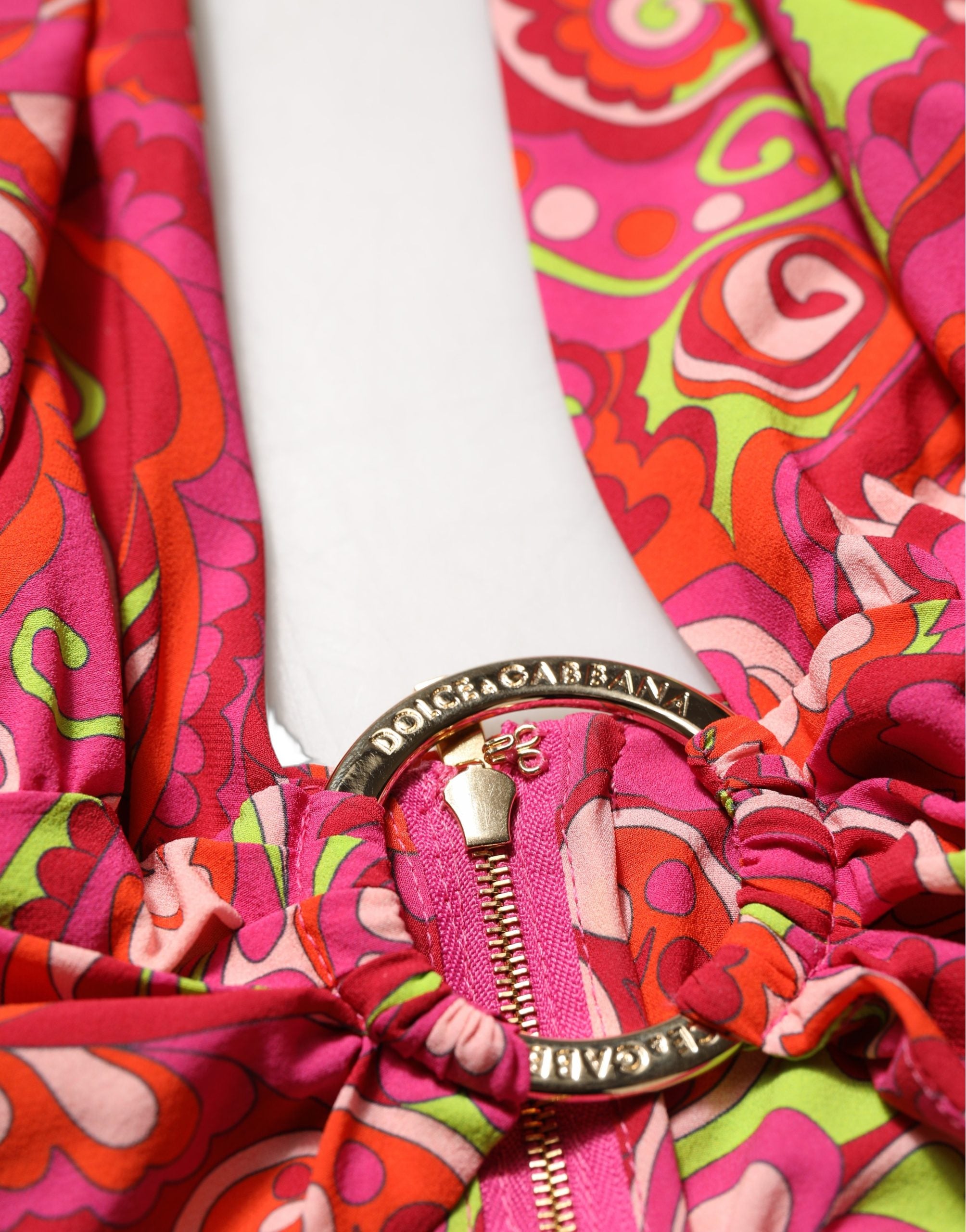 Dolce & Gabbana Red Paisley Silk Halter Neck Crop Tank Top
