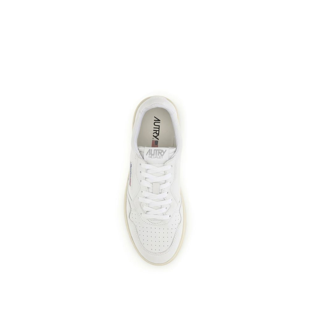 Autry White Calf Leather Bos Taurus Low Top Sneakers