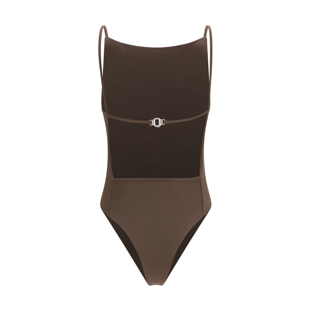 Jacquemus Brown Polyamide One-Piece Swimsuit