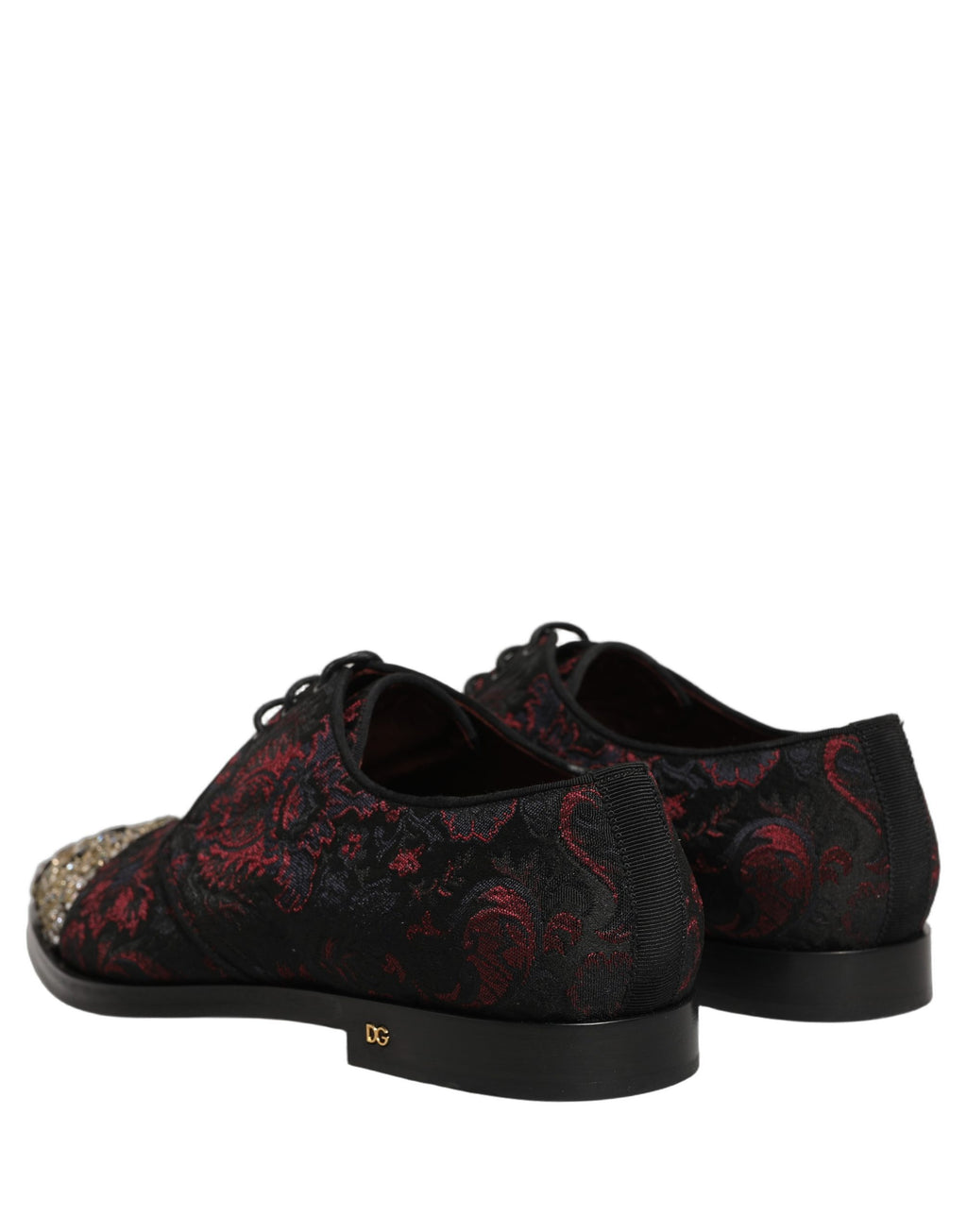Dolce & Gabbana Black Red Embellished Derby Dress Formal Shoes
