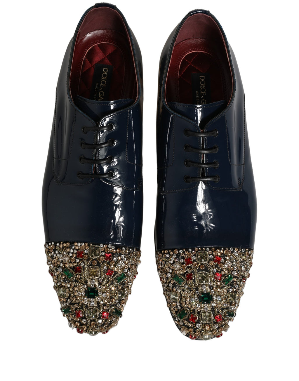 Dolce & Gabbana Blue Embellished Men Derby Dress Formal Shoes