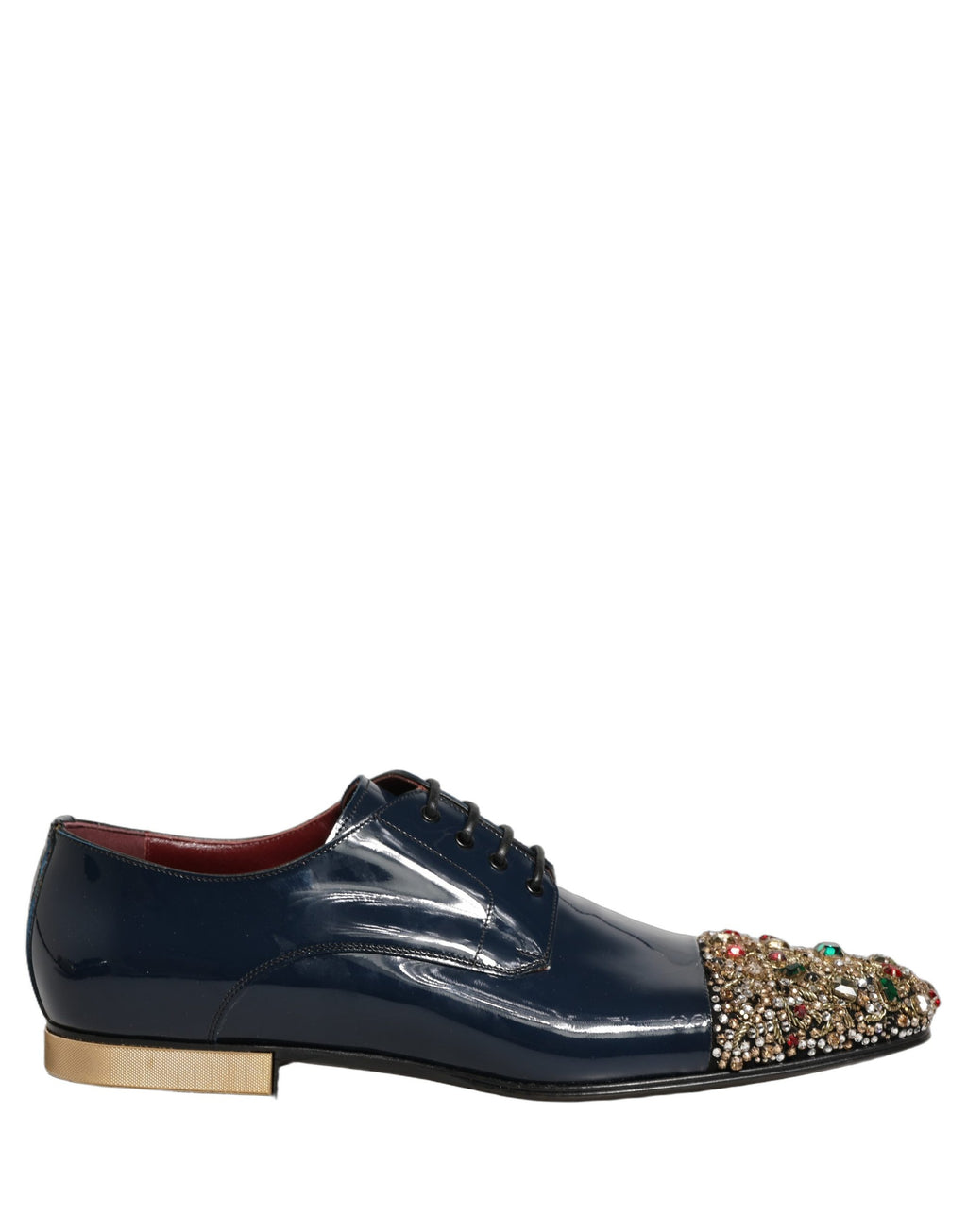 Dolce & Gabbana Blue Embellished Men Derby Dress Formal Shoes