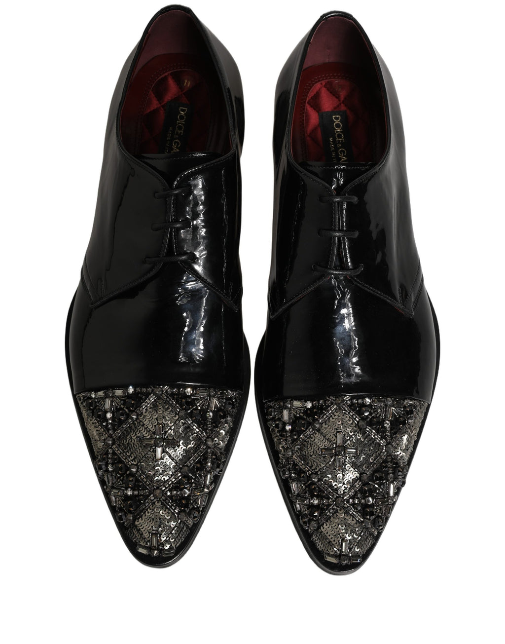 Dolce & Gabbana Black Embellished Derby Dress Formal Shoes