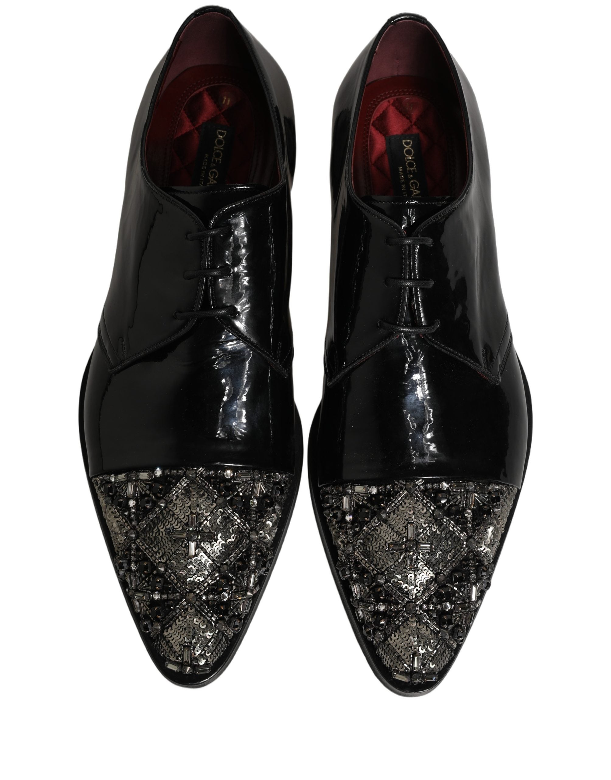 Dolce & Gabbana Black Embellished Derby Dress Formal Shoes