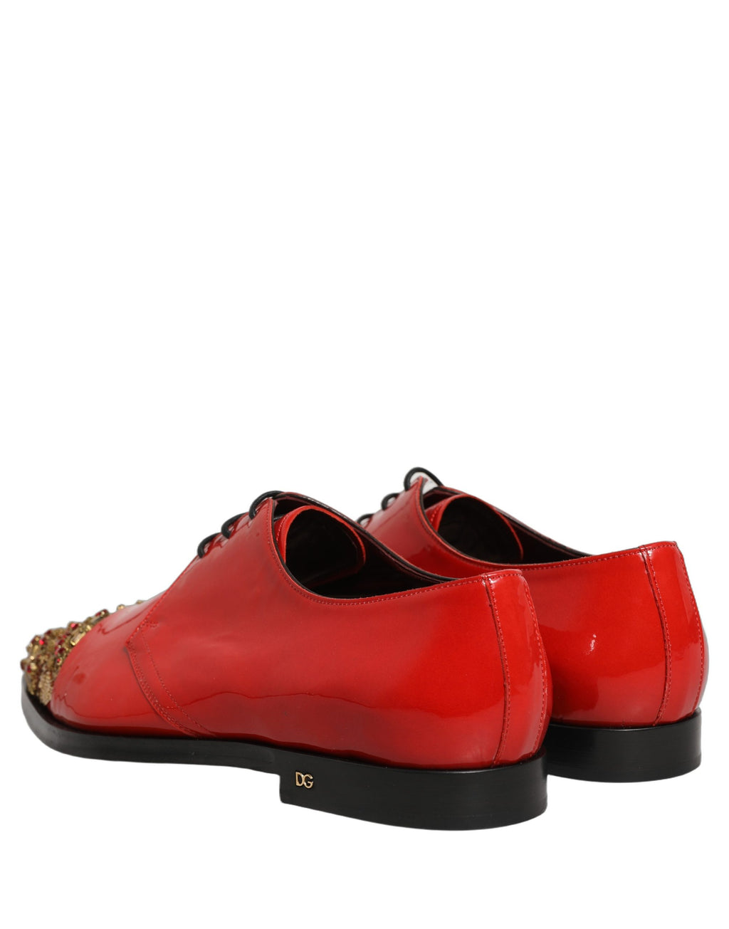 Dolce & Gabbana Red Embellished Men Derby Dress Formal Shoes