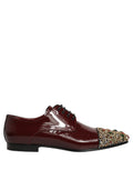 Dolce & Gabbana Maroon Embellished Derby Dress Formal Shoes
