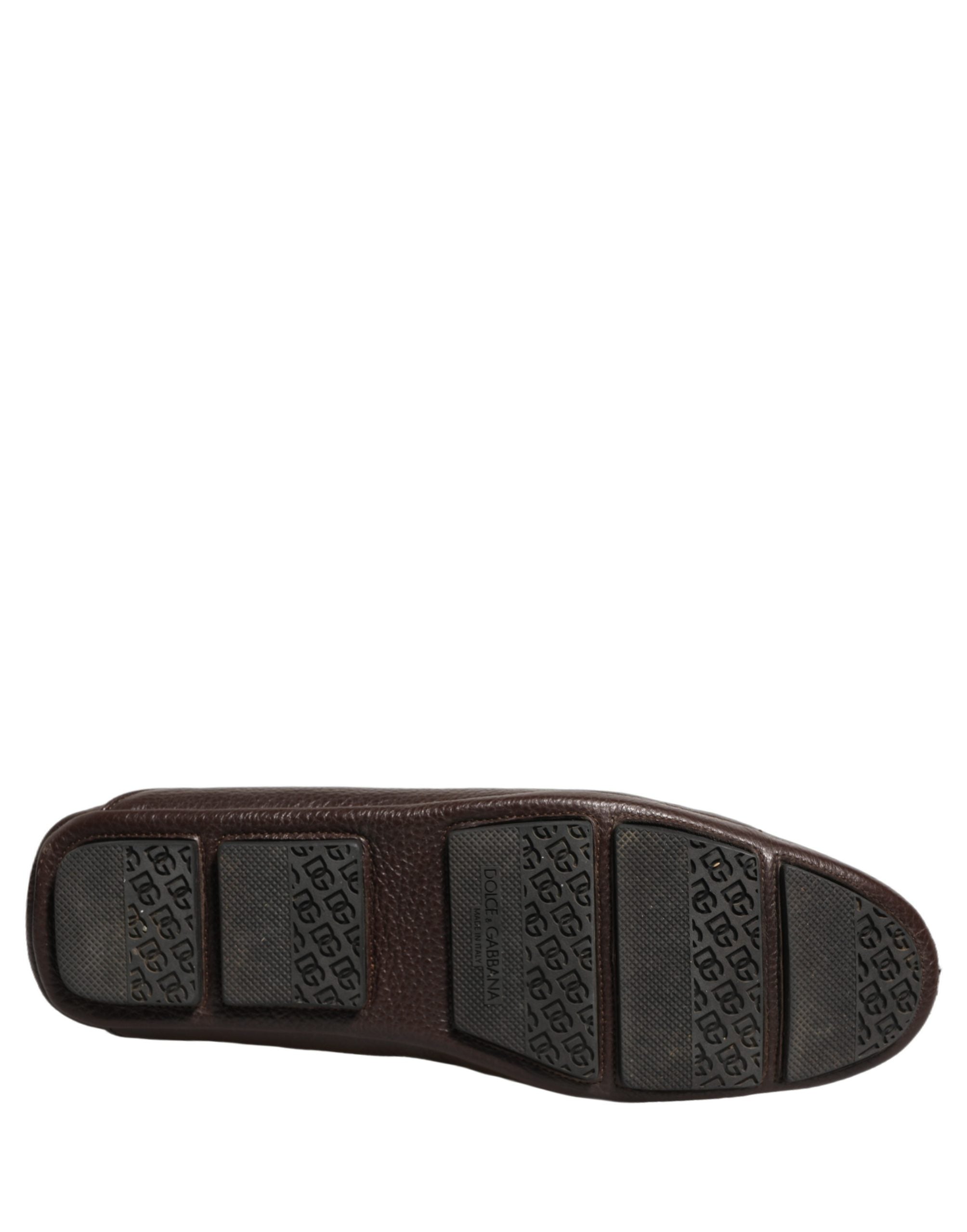 Dolce & Gabbana Brown Deerskin Leather Driver Loafers Shoes
