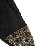 Dolce & Gabbana Black Embellished Men Derby Dress Formal Shoes
