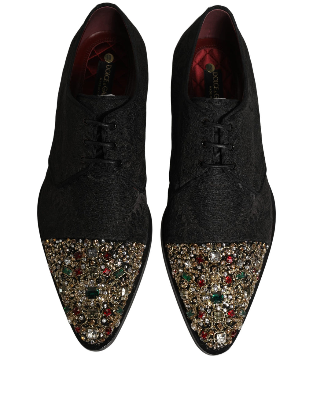 Dolce & Gabbana Black Embellished Men Derby Dress Formal Shoes