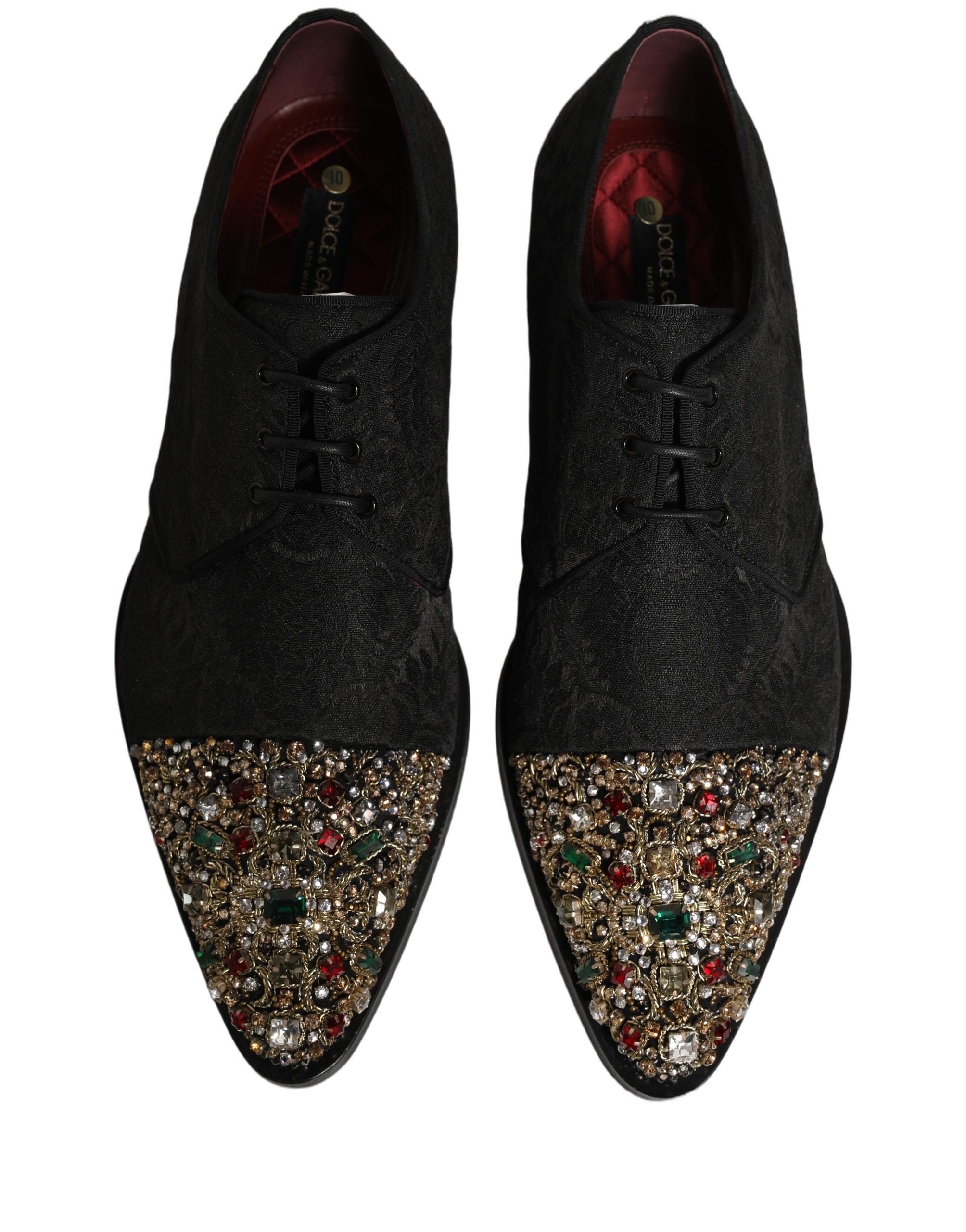 Dolce & Gabbana Black Embellished Men Derby Dress Formal Shoes