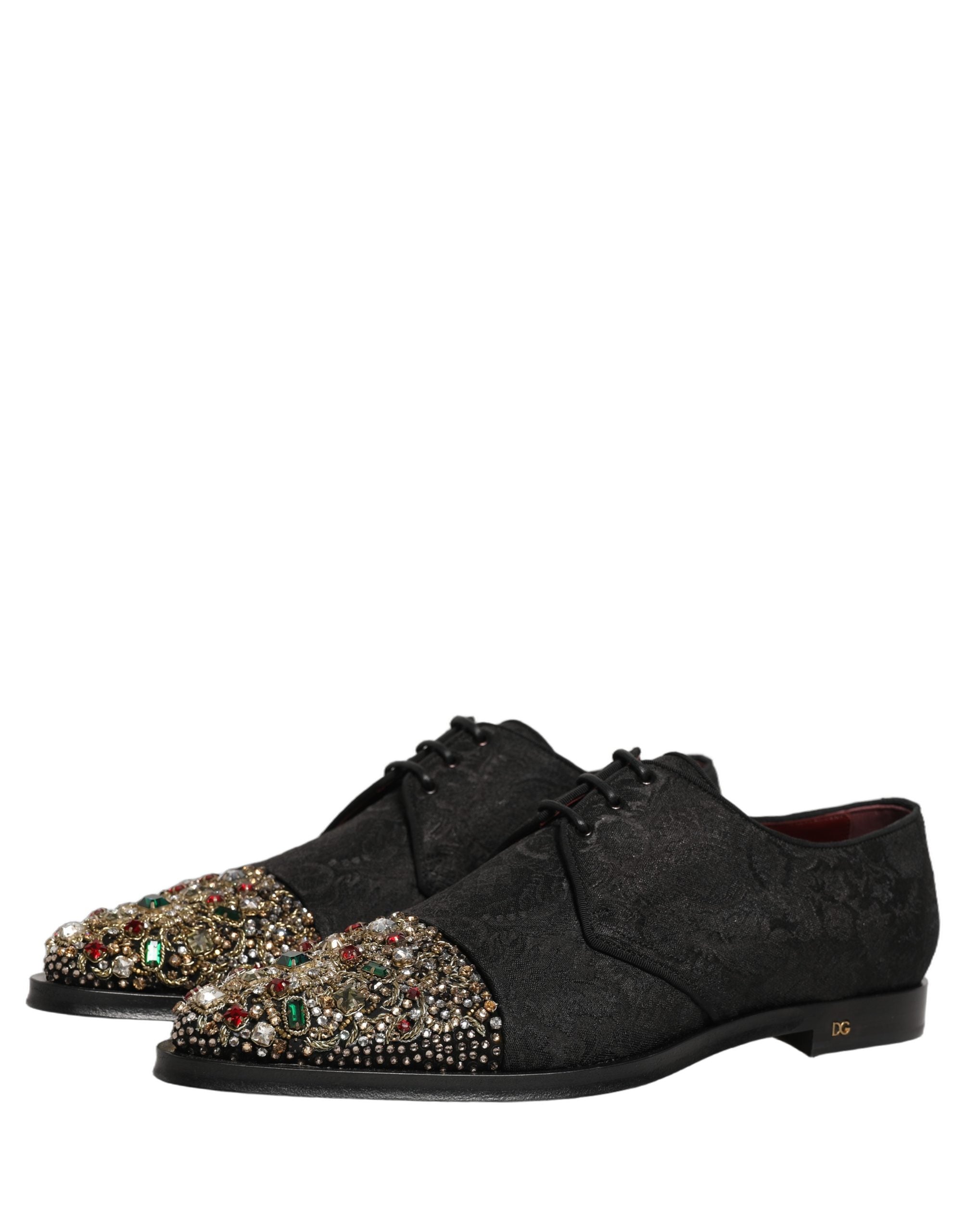 Dolce & Gabbana Black Embellished Men Derby Dress Formal Shoes