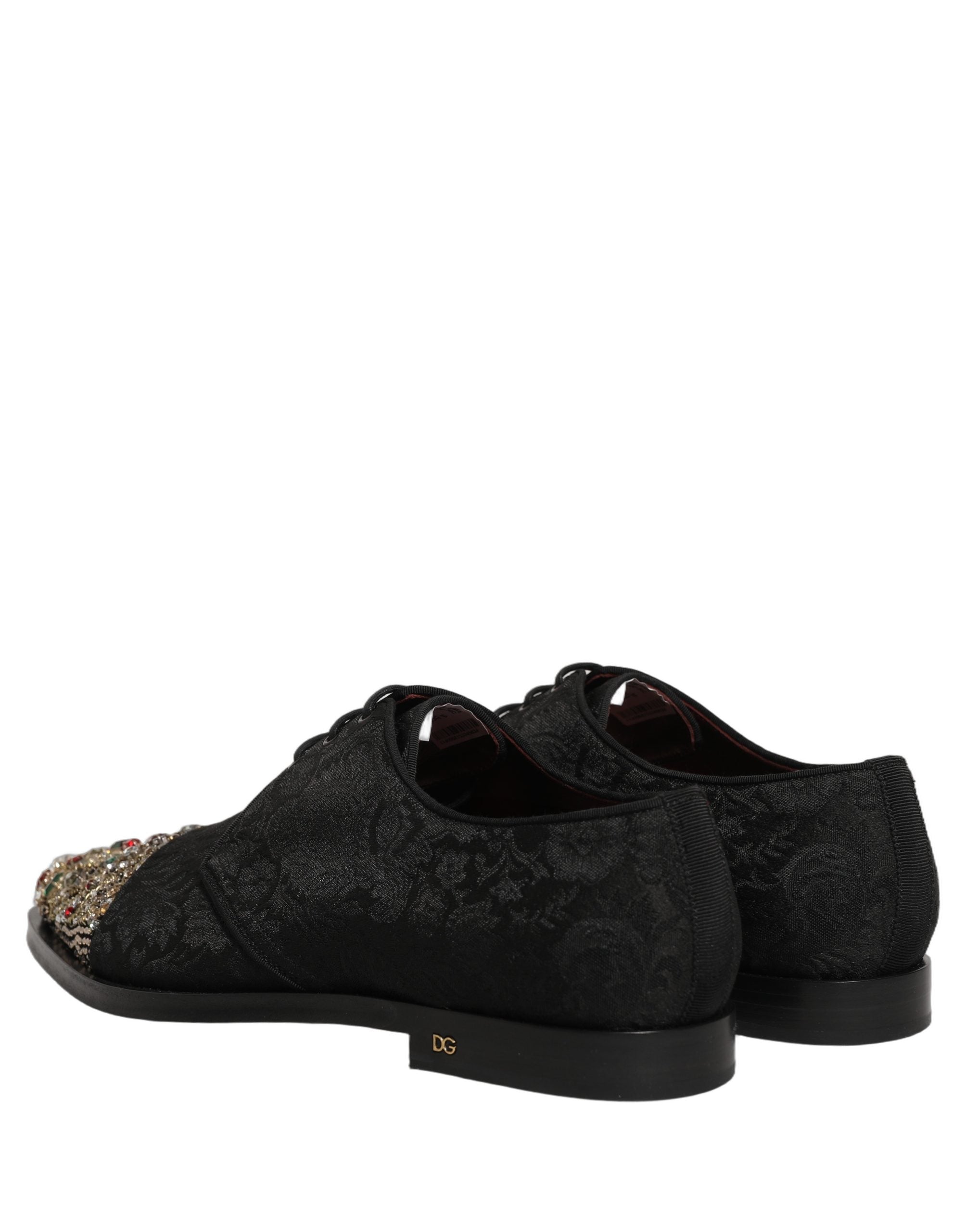 Dolce & Gabbana Black Embellished Men Derby Dress Formal Shoes