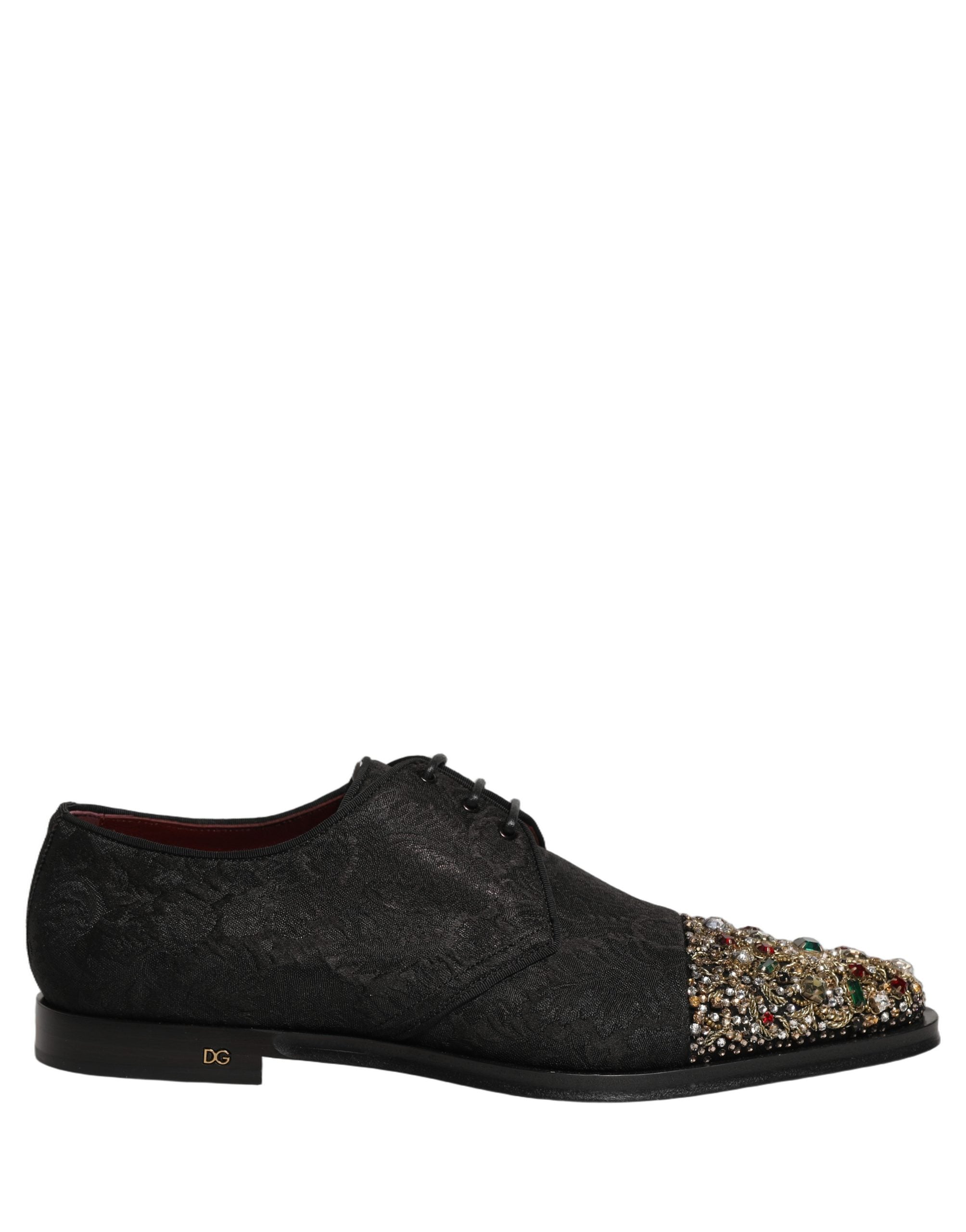 Dolce & Gabbana Black Embellished Men Derby Dress Formal Shoes