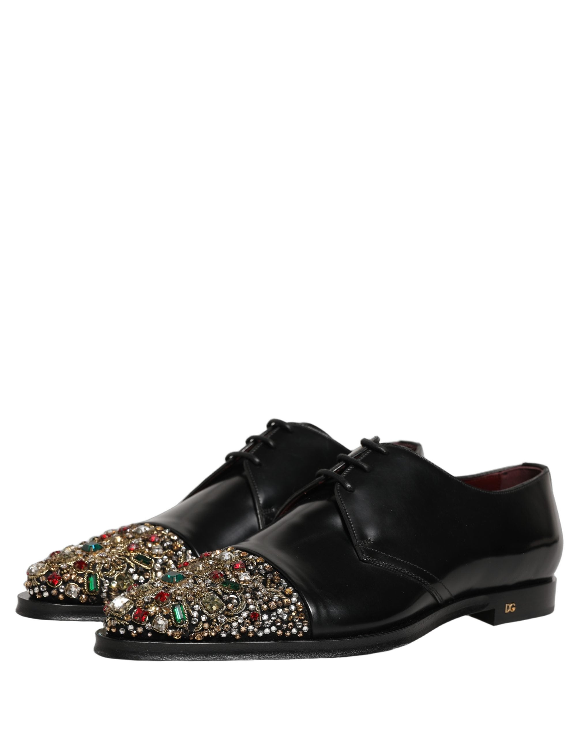 Dolce & Gabbana Black Embellished Derby Dress Formal Shoes