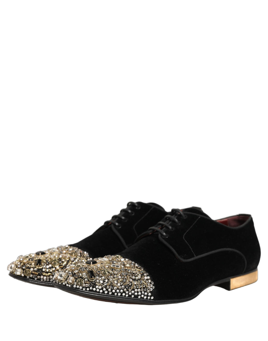 Dolce & Gabbana Black Suede Embellished Derby Dress Shoes