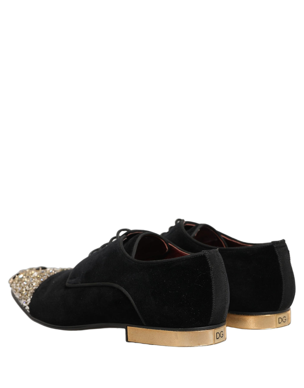 Dolce & Gabbana Black Suede Embellished Derby Dress Shoes