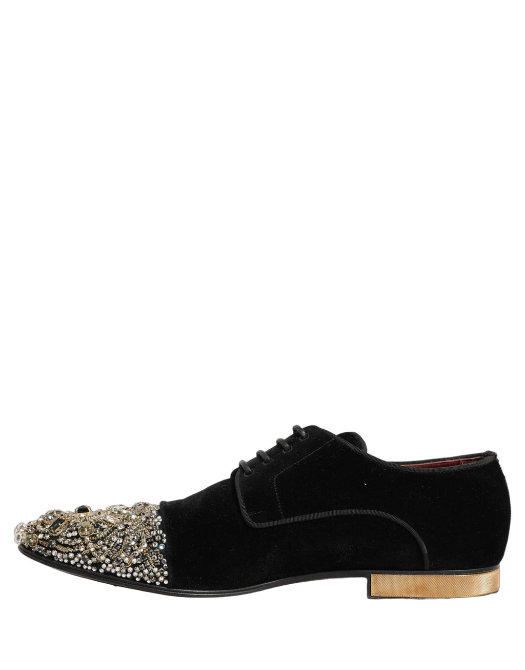 Dolce & Gabbana Black Suede Embellished Derby Dress Shoes