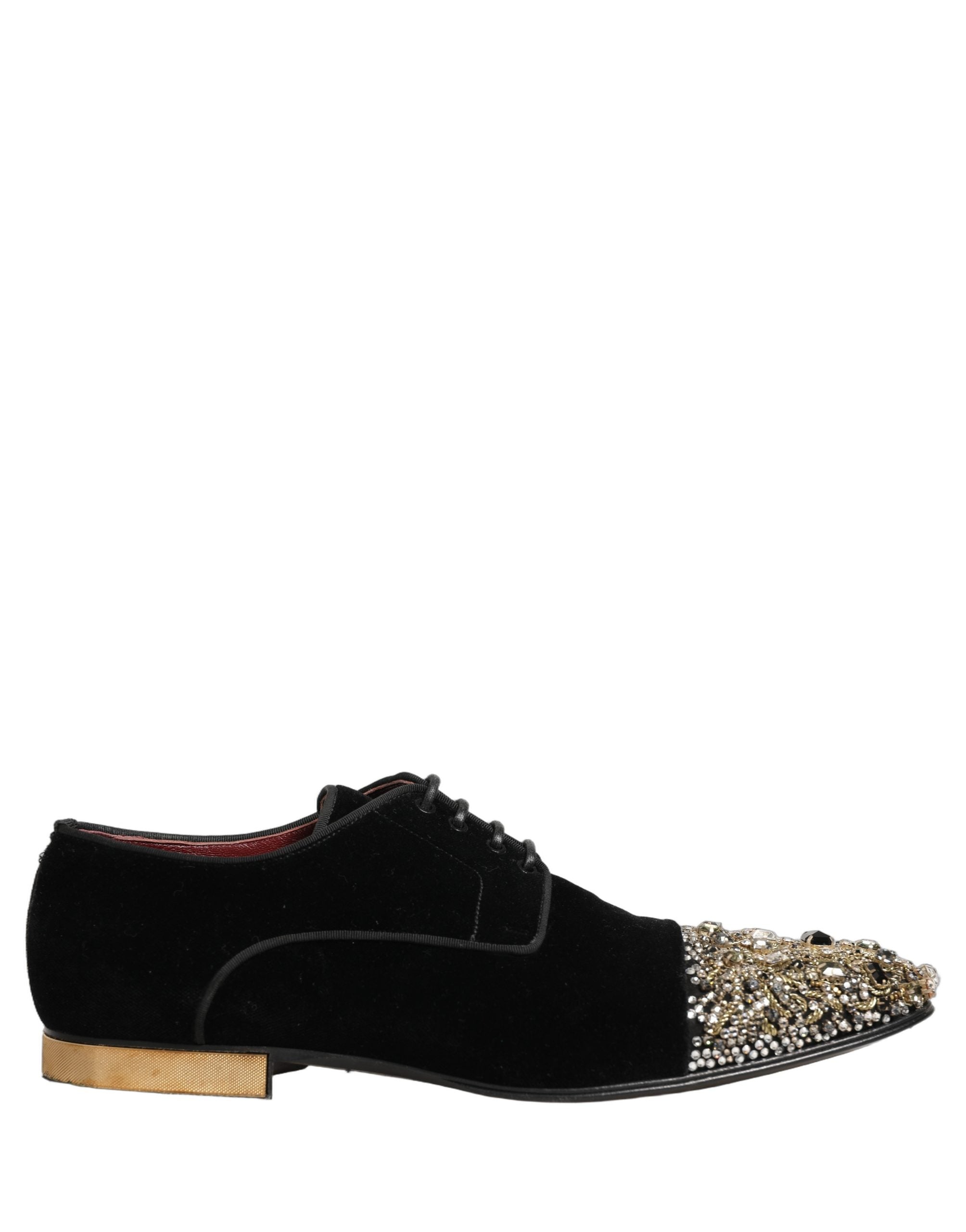 Dolce & Gabbana Black Suede Embellished Derby Dress Shoes
