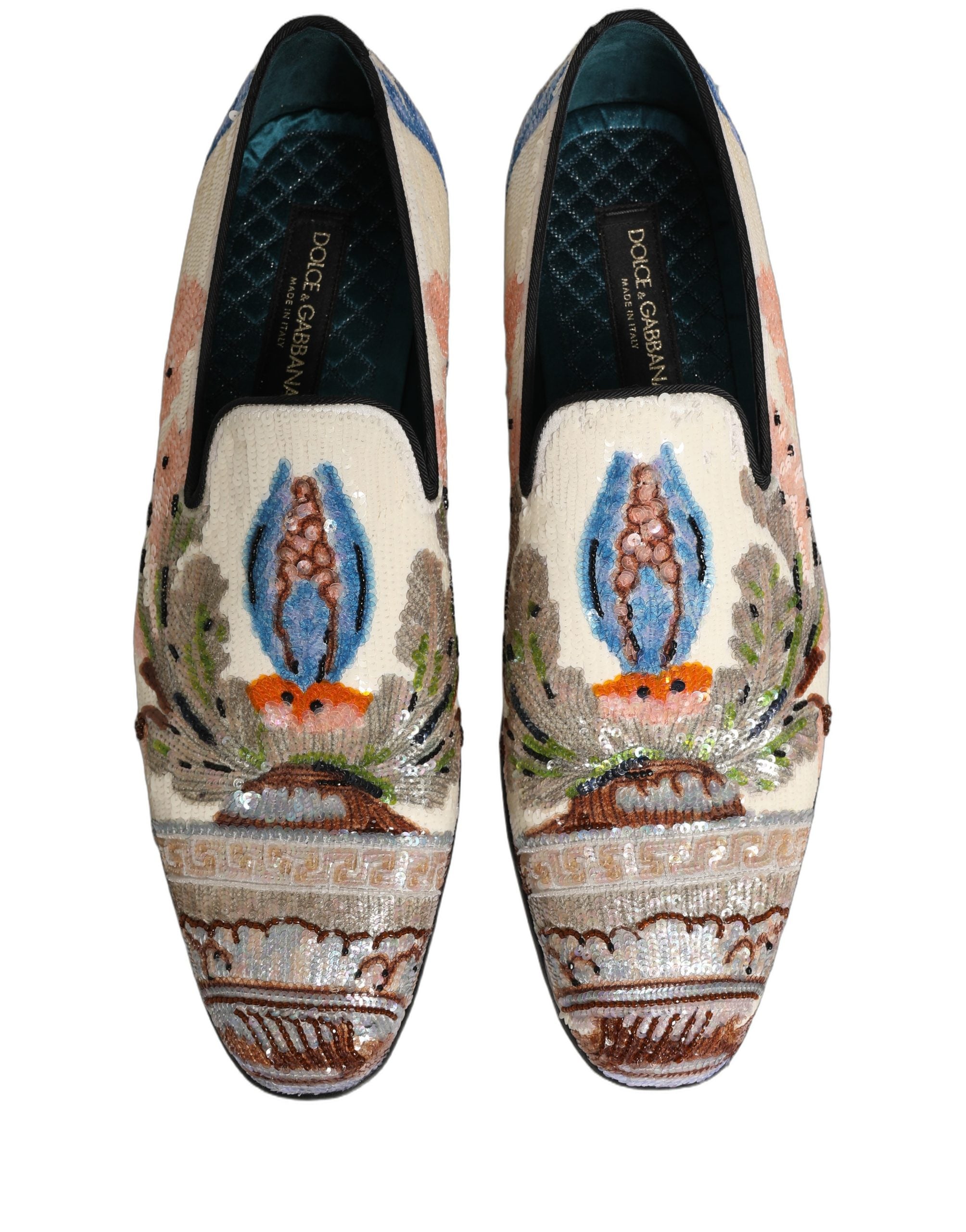 Dolce & Gabbana Multicolor Sequin Embroidered Loafers Shoes