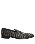 Dolce & Gabbana Black Silver Embellished Slip On Loafers Shoes