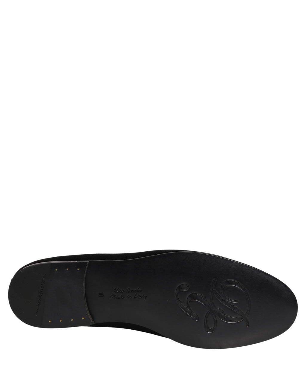 Dolce & Gabbana Black Satin Logo Slip On Flats Loafers Shoes