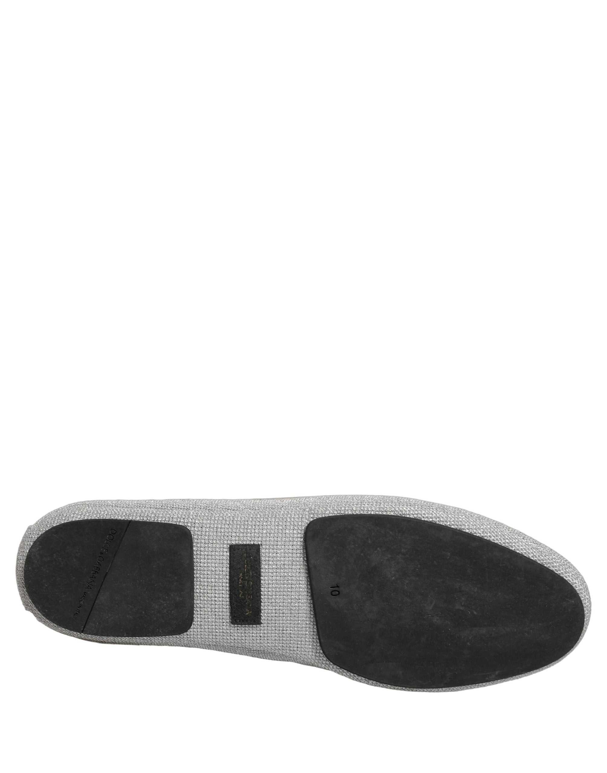 Dolce & Gabbana Gray Crown Rose Angel Embroidery Loafer Shoes