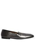 Dolce & Gabbana Silver Leather DG Logo Slip On Loafers Shoes