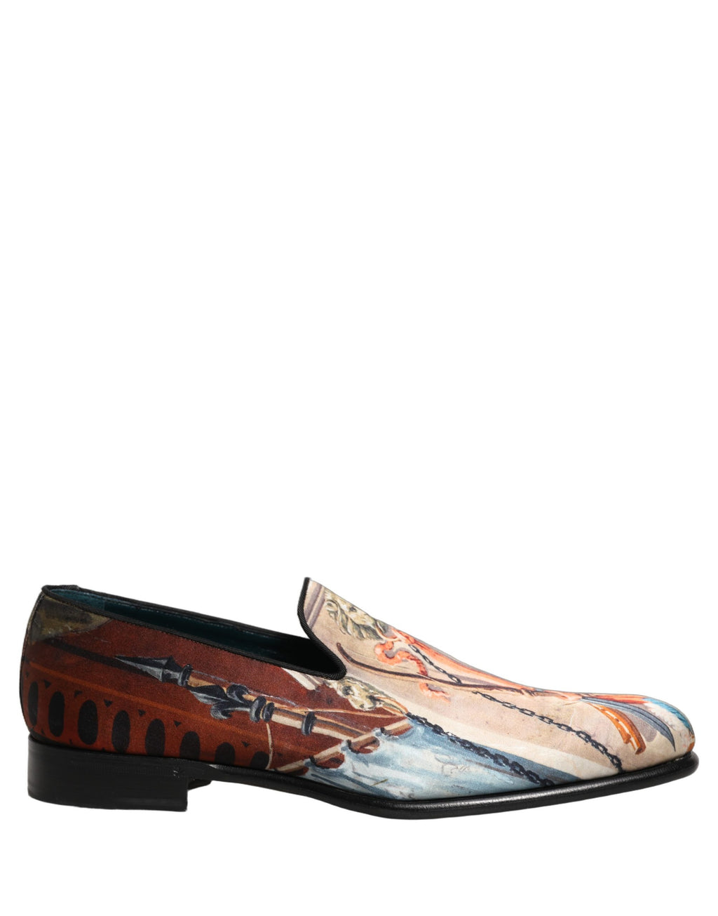 Dolce & Gabbana Multicolor Lion Print Slip On Loafers Shoes