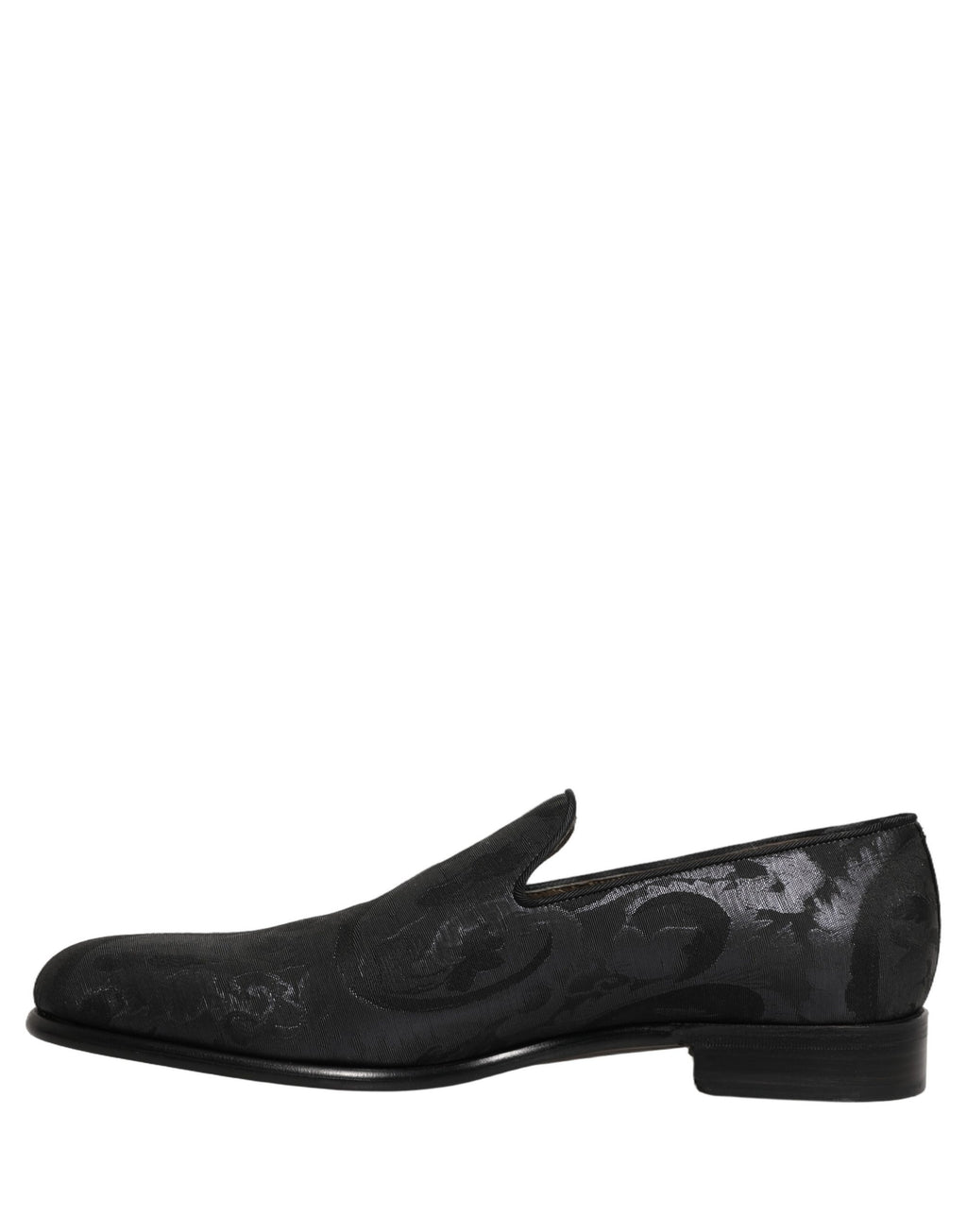 Dolce & Gabbana Black Brocade Men Slip On Dress Loafers Shoes