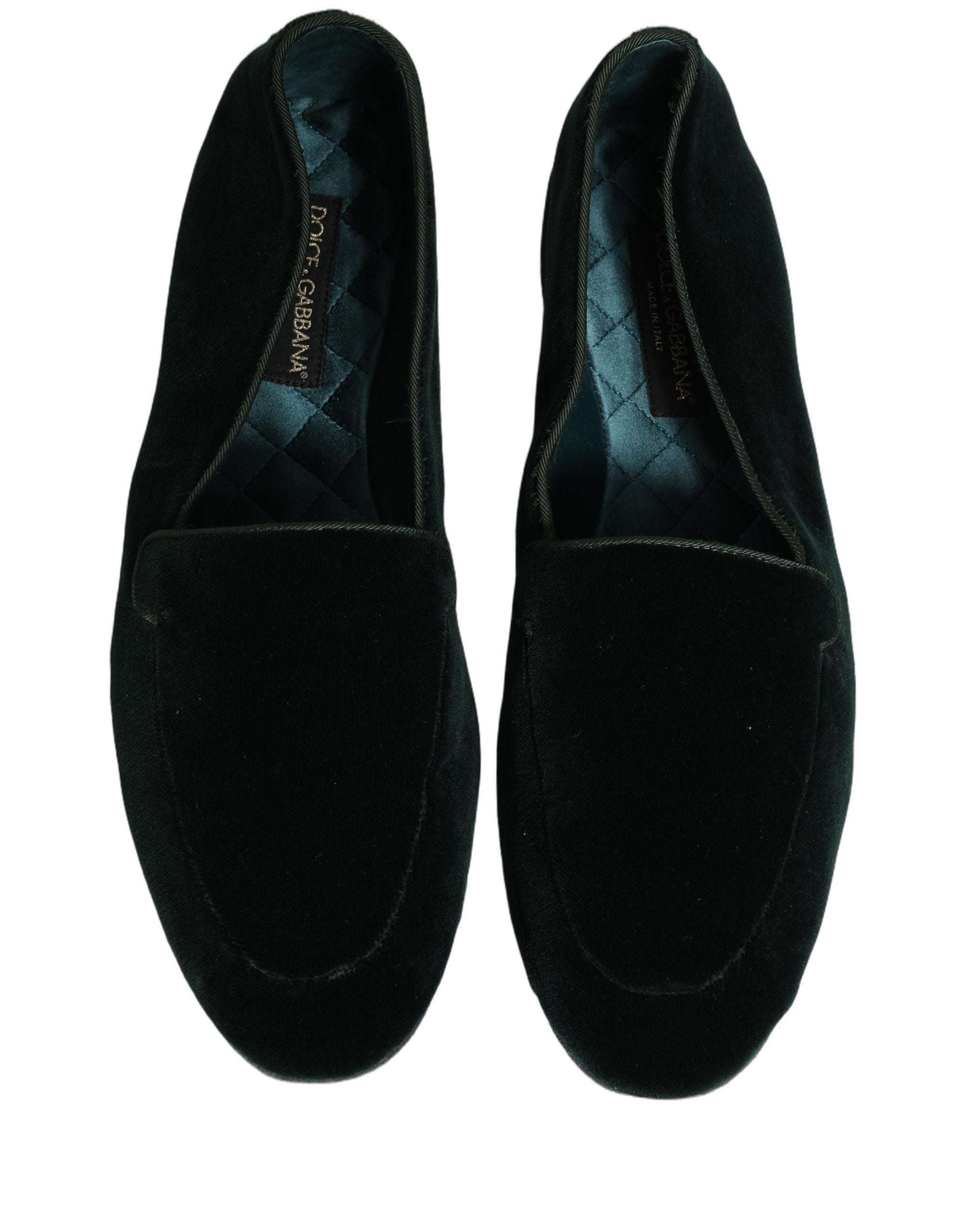 Dolce & Gabbana Green Velvet Slip On Men Flats Loafers Shoes