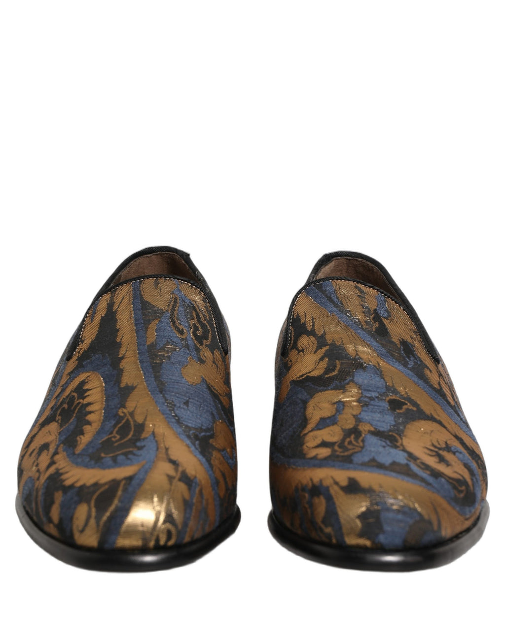 Dolce & Gabbana Blue Brocade Slip On Men Dress Loafers Shoes