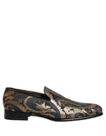 Dolce & Gabbana Blue Brocade Slip On Men Dress Loafers Shoes