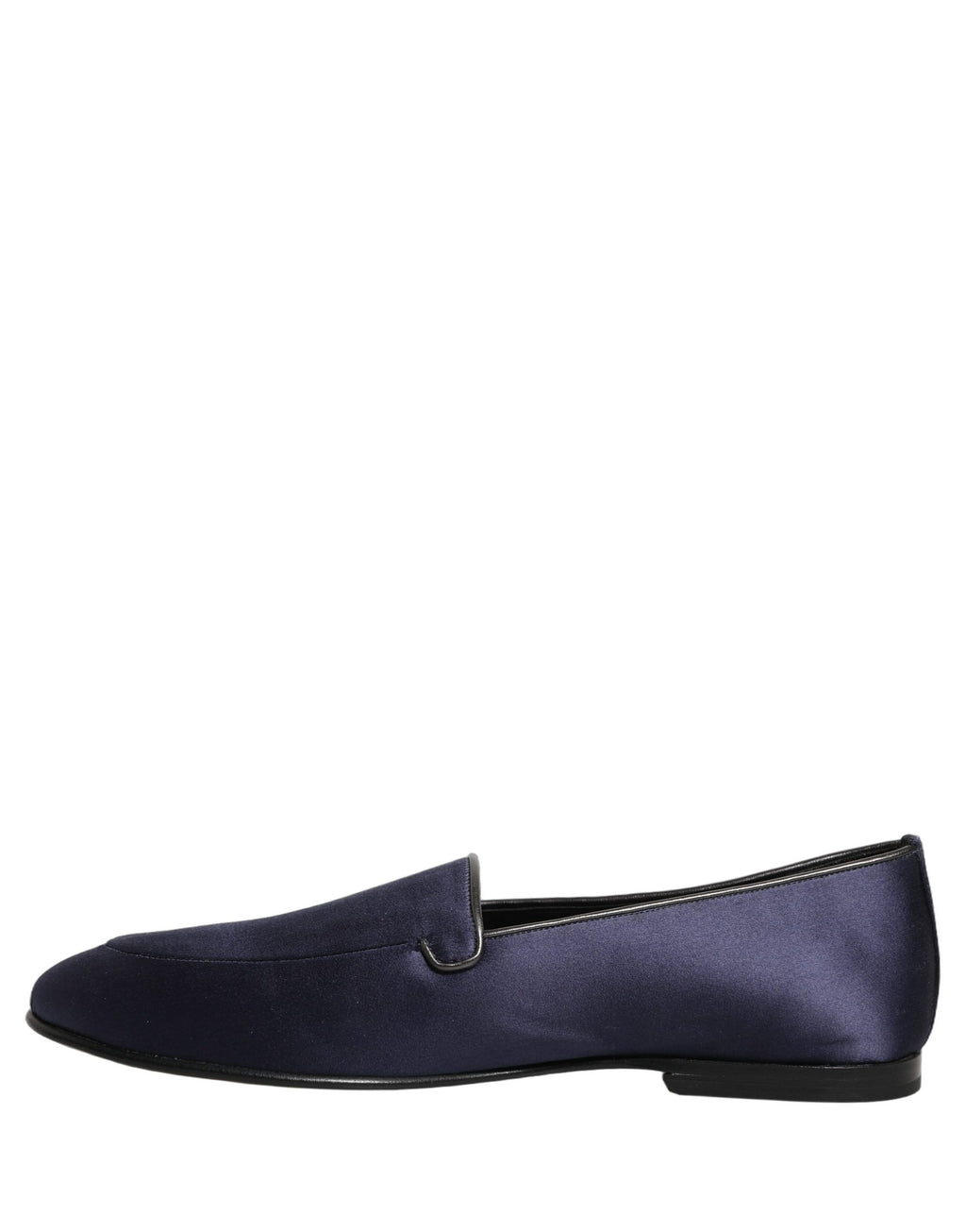 Dolce & Gabbana Blue Satin Logo Slip On Flats Loafers Shoes