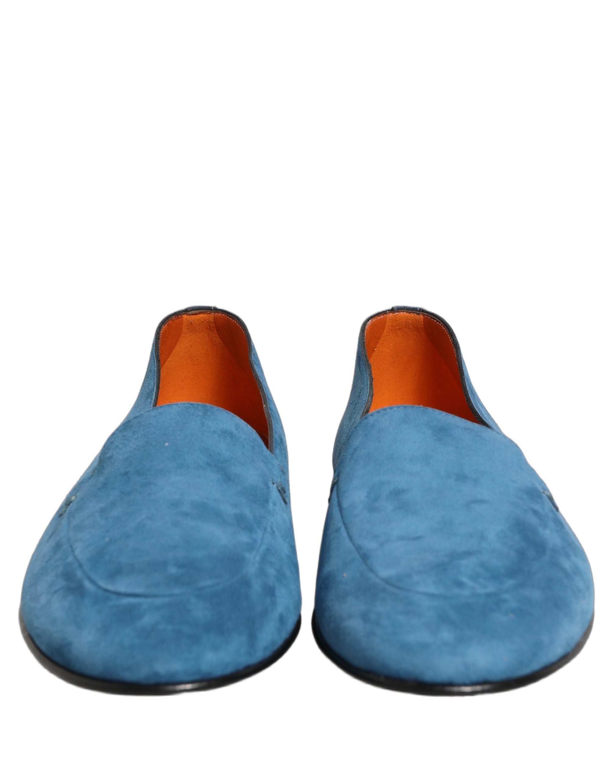 Dolce & Gabbana Blue Velvet Slip On Men Flats Loafers Shoes