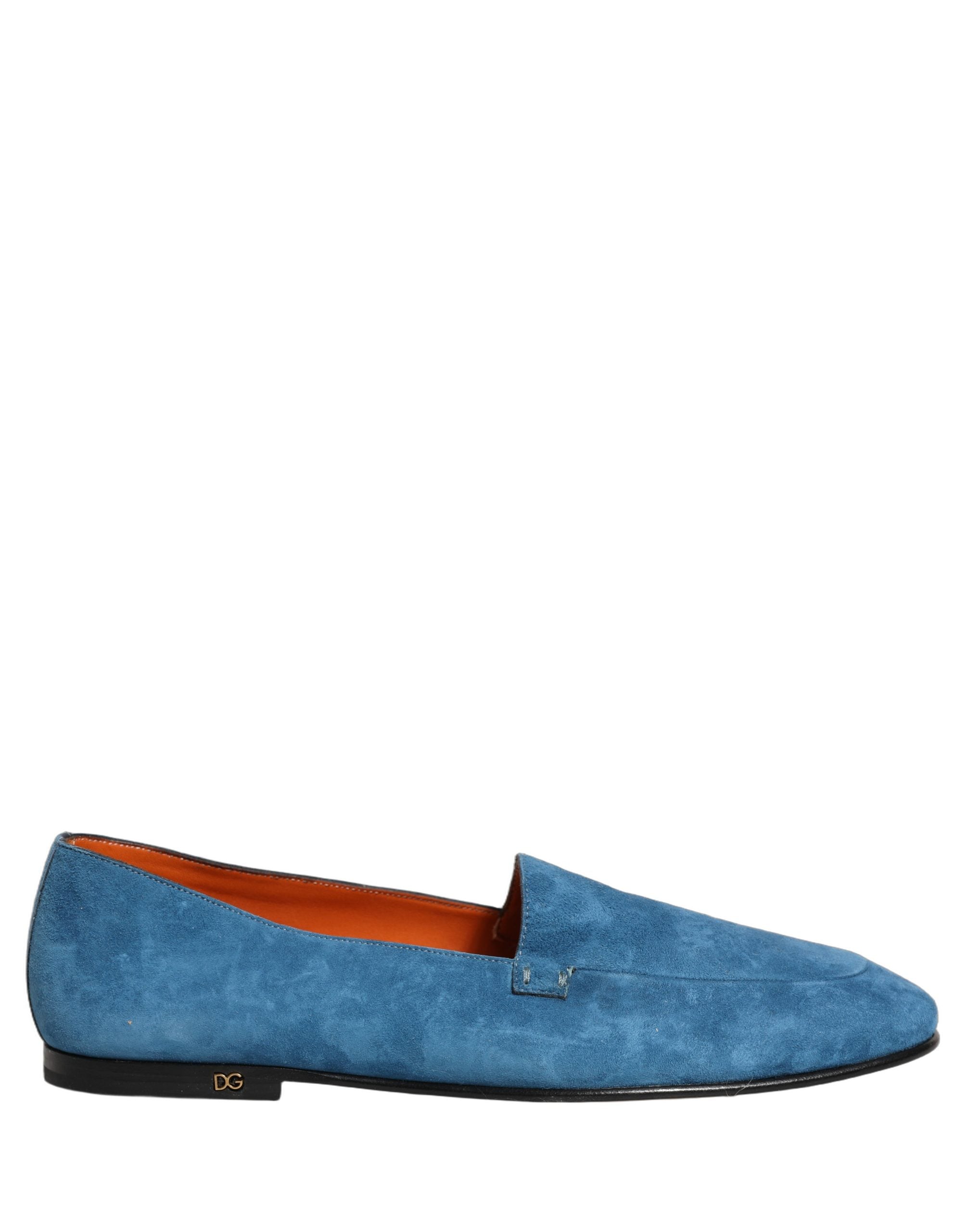 Dolce & Gabbana Blue Velvet Slip On Men Flats Loafers Shoes