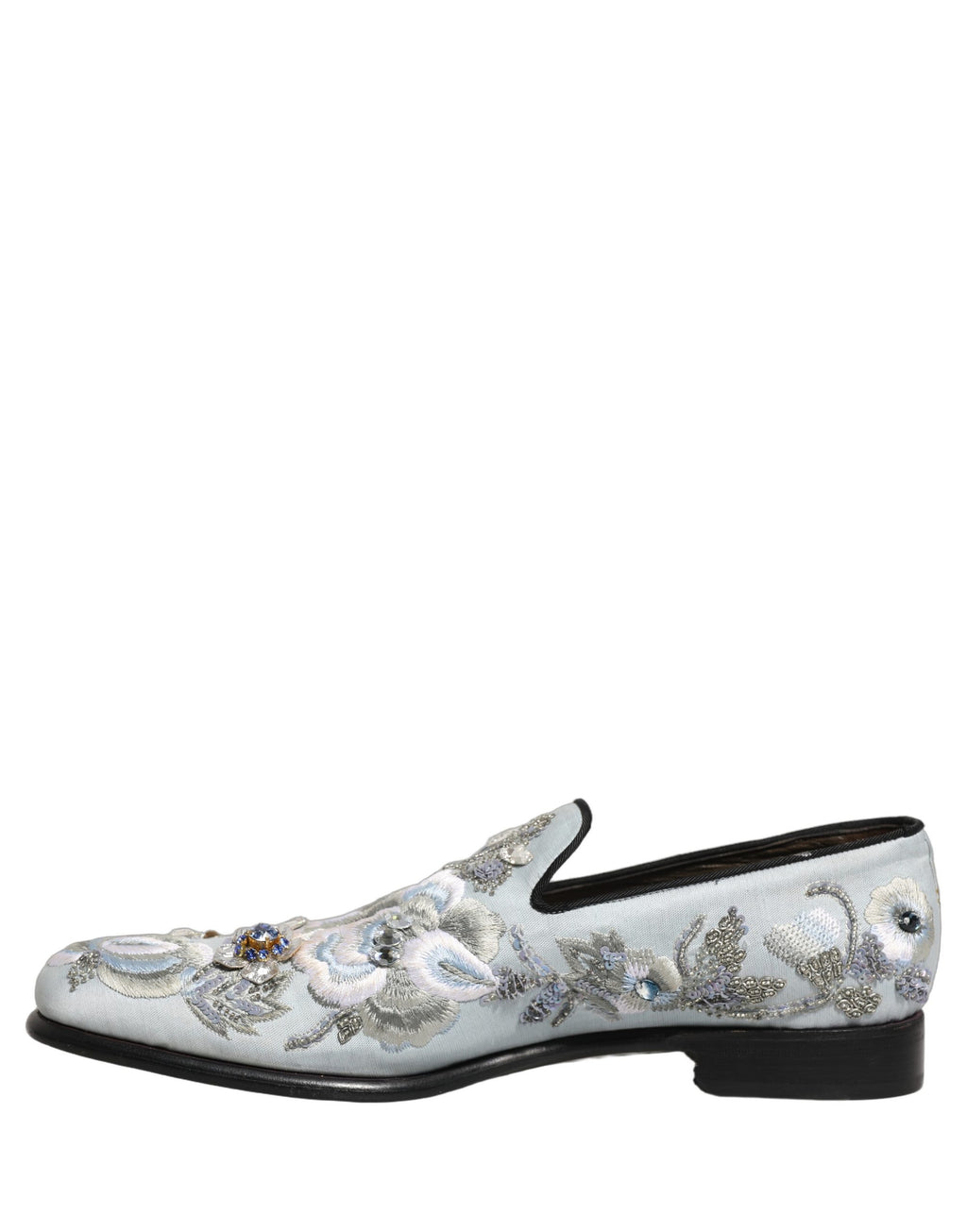 Dolce & Gabbana White Floral Embellished Men Loafers  Shoes
