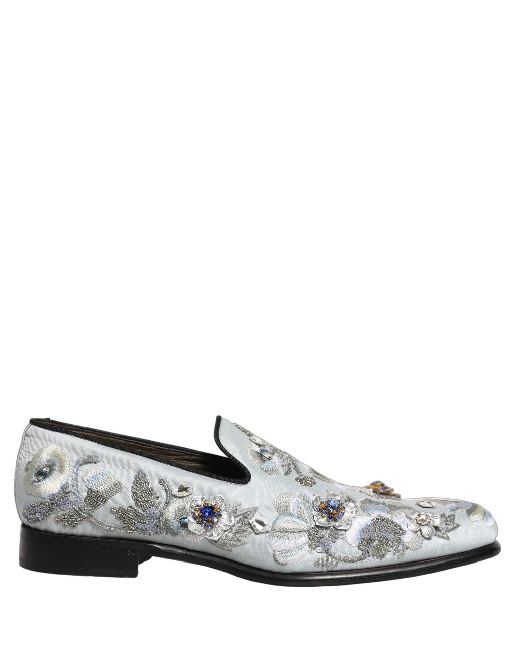Dolce & Gabbana White Floral Embellished Men Loafers  Shoes