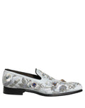 Dolce & Gabbana White Floral Embellished Men Loafers  Shoes