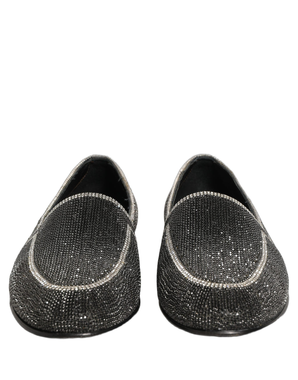 Dolce & Gabbana Black Crystal Embellished Men Loafers Shoes