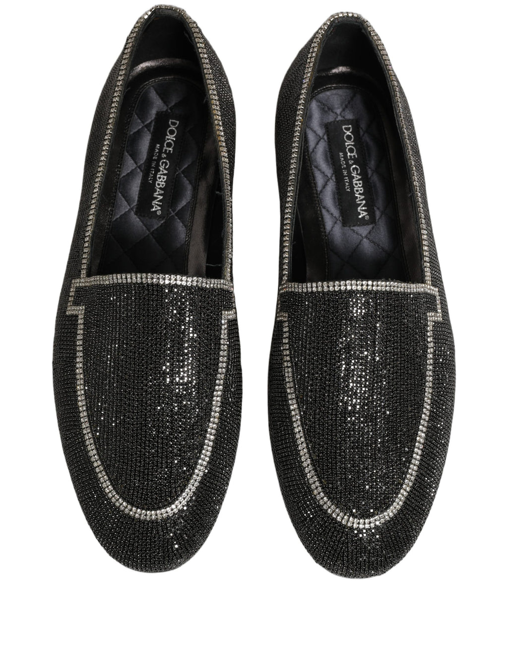 Dolce & Gabbana Black Crystal Embellished Men Loafers Shoes