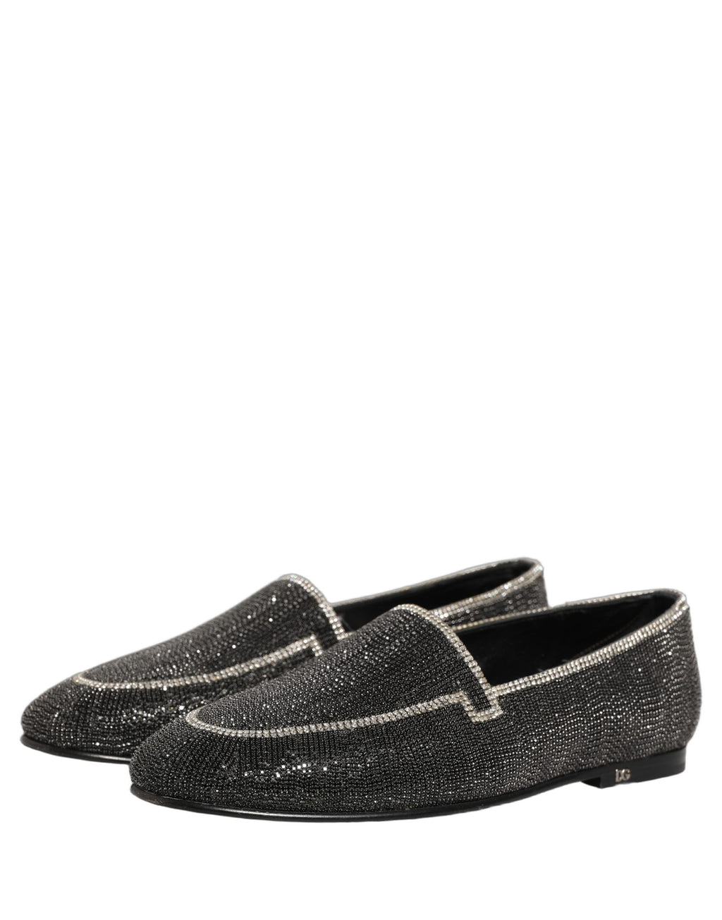 Dolce & Gabbana Black Crystal Embellished Men Loafers Shoes