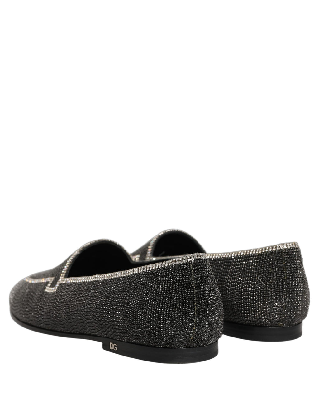 Dolce & Gabbana Black Crystal Embellished Men Loafers Shoes