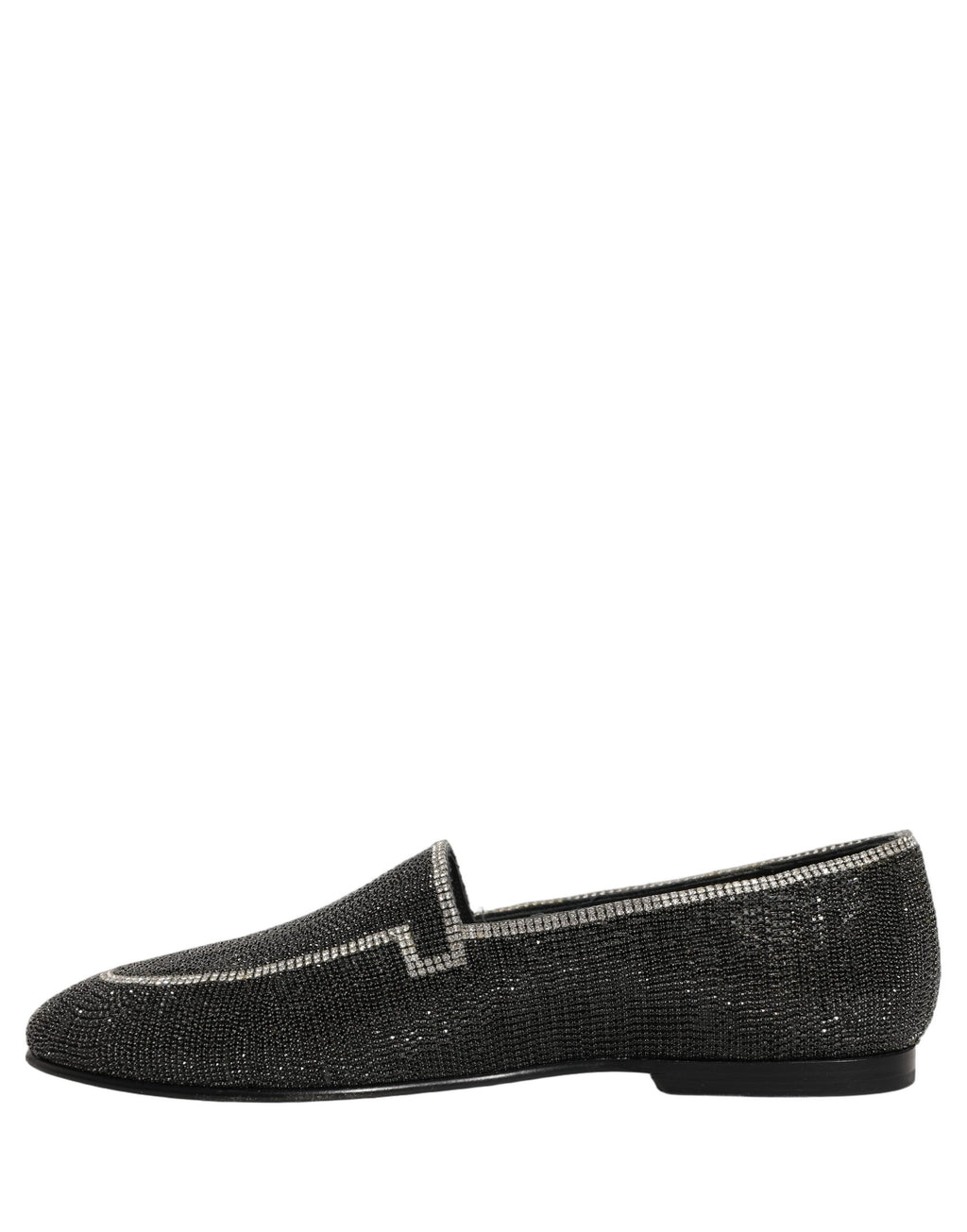 Dolce & Gabbana Black Crystal Embellished Men Loafers Shoes